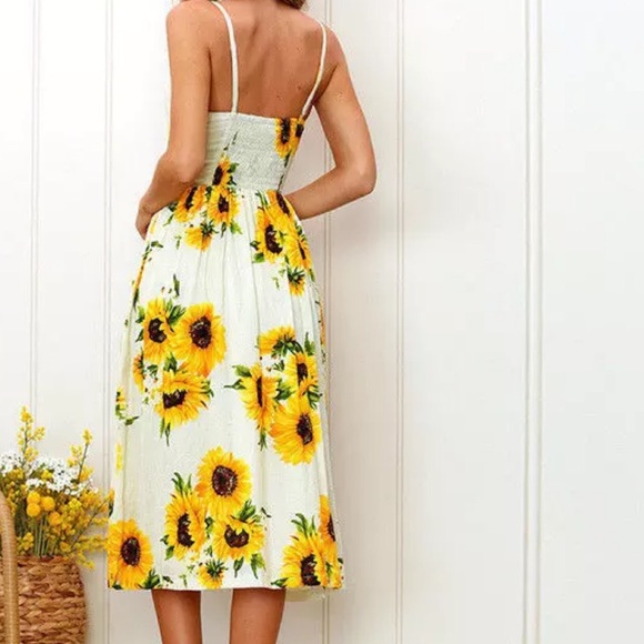 White dress with pineapple print DRC141 - Picture 4 of 5